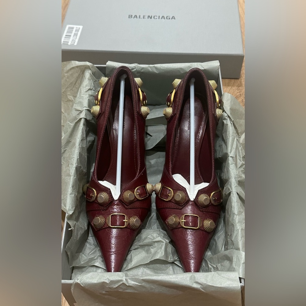 Balenciaga Cagole Leather Stud Stiletto Pumps